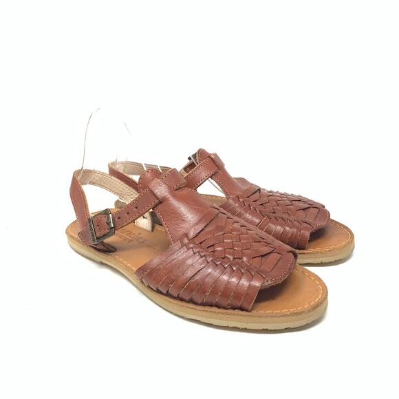 Huaraches By Bearpaw Brown Leather Woven Sandals Slingback Size 9 Classic - Picture 1 of 8